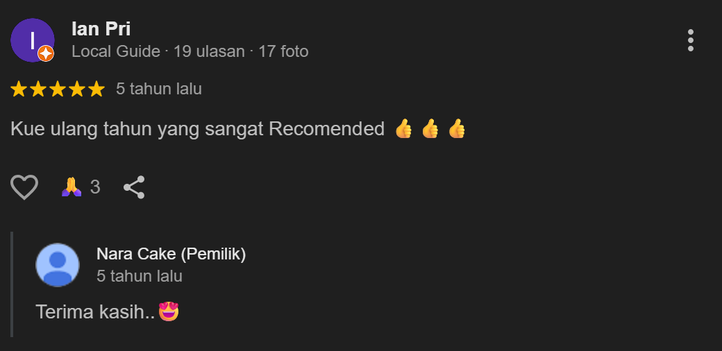 Testimoni Pelanggan Nara Cakes Bandung 5