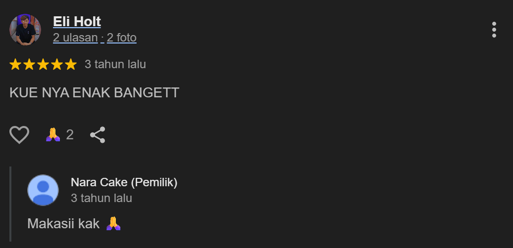Testimoni Pelanggan Nara Cakes Bandung 6