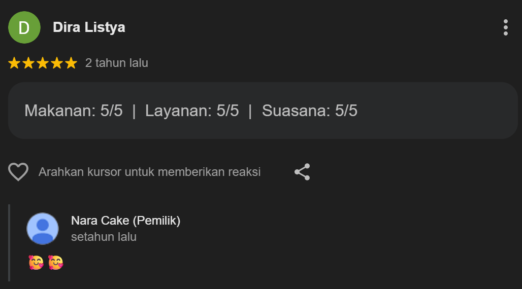Testimoni Pelanggan Nara Cakes Bandung 7